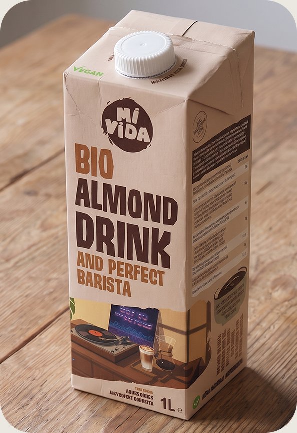 Termek foto bio almond drink and perfect barista